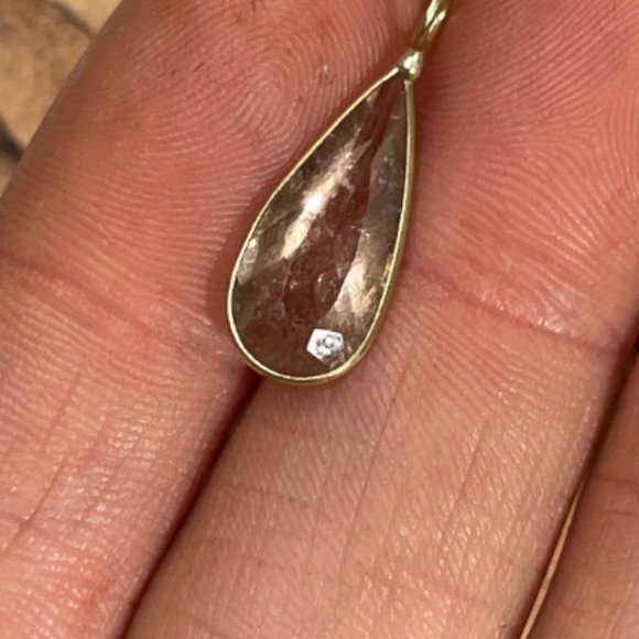 2.5CT Natural Light Olive Taupe Tourmaline in Solid 14K YG Pendant Charm 20x10mm - Picture 3 of 5